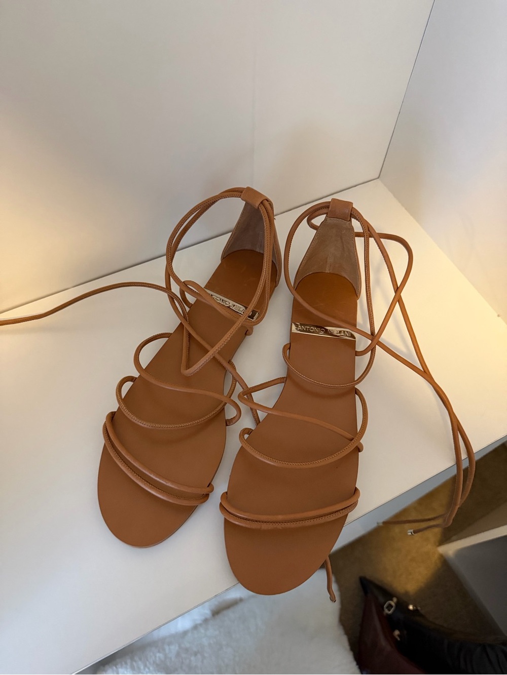 Antonio Melani Tan Strappy Lace Up Sandals Size 11 New